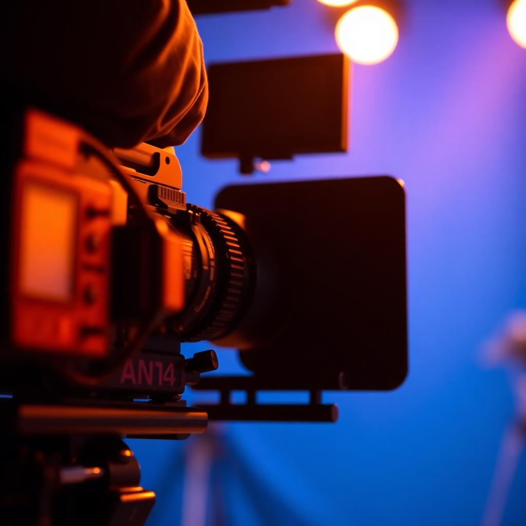 Professional cinema camera on production set